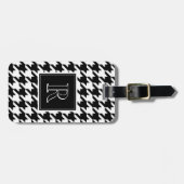 Monogram Houndstooth Pattern Black & White Gepäckanhänger (Vorderseite horizontal)