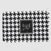 Monogram Houndstooth Pattern Black & White Golfhandtuch (Horizontal)
