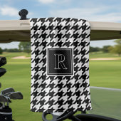 Monogram Houndstooth Pattern Black & White Golfhandtuch
