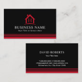 Monogram House Logo Real Anwesen Realtor Black Red Visitenkarte (Vorne/Hinten)