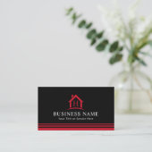 Monogram House Logo Real Anwesen Realtor Black Red Visitenkarte (Stehend Vorderseite)
