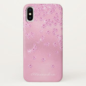 Monogram Hübsch Girly Pink Diamond Bling Confetti Case-Mate iPhone Hülle (Rückseite)