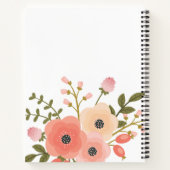 Monogram Hübsch rosa Blumengrün Notebook Notizblock (Rückseite)