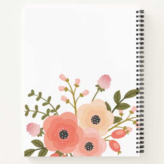 Monogram Hübsch rosa Blumengrün Notebook Notizblock (Rückseite)