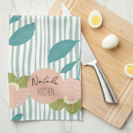 Monogram hübsch stylish Script Retro floralblau Geschirrtuch