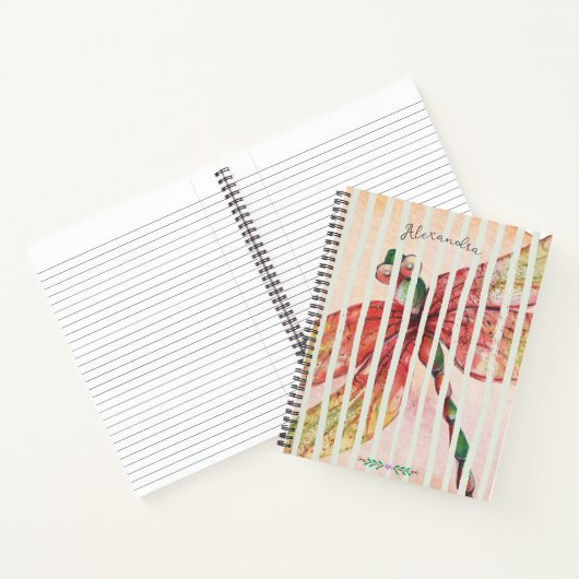 Monogram Hübsche Aquarellfliege gürtelrosa Notizblock (Innenseite)