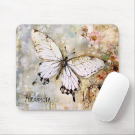 Monogram hübsche Aquarellschmetterling rustikal co Mousepad