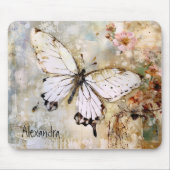 Monogram hübsche Aquarellschmetterling rustikal co Mousepad (Vorne)