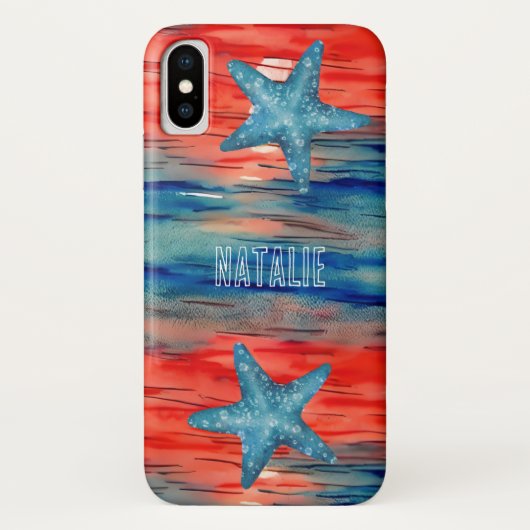Monogram Hübsche handgemalte Ozeane Starfish Case-Mate iPhone Hülle (Rückseite)
