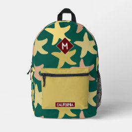 Monogram hübsche Starfish Grüne Beige Moderne Bedruckter Rucksack