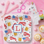 Monogram Hummer Beer Flag Star Pappteller (Party)