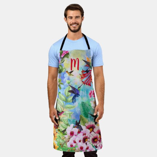 Monogram Humming Birnen mit Blume Schürze (Getragen)