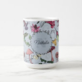 Monogram Hummingbird, Blume, Pilzgarten Kaffeetasse (Mittel)