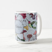 Monogram Hummingbird, Blume, Pilzgarten Kaffeetasse (VorderseiteRechts)