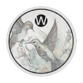 Monogram Hummingbird Glass Cutting Board Schneidebrett (Vorderseite)