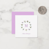 Monogram Hummingbird Mitteilungskarte (Vorderseite/Rückseite Beispiel)