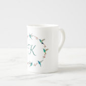 Monogram Hummingbird Wreath Porzellantasse (Vorderseite Rechts)
