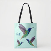 Monogram Hummingbirds Dot Art Tasche (Vorderseite)