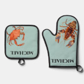 Monogram Humster Crab Crustaceancor Ofenhandschuh & Topflappen-Set (Vorderseite)