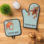 Monogram Humster Crab Crustaceancor Ofenhandschuh & Topflappen-Set (Oben Unten)