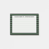 Monogram Hunter Green und Black Strip Post-it Klebezettel (Vorderseite)