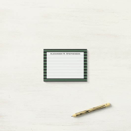 Monogram Hunter Green und Black Strip Post-it Klebezettel (Auf Schreibtisch)