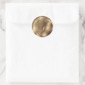 Monogram I Bronze Wedding Invitation Holiday Runder Aufkleber (Tasche)