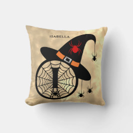 Monogram I Halloween Sky Hexenspinnen Name Kissen