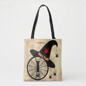 Monogram I Halloween Sky Hexenspinnen Name Tasche (Vorderseite)