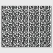 Monogram I Initial Black and White Floral Pattern Geschenkpapier (Flach)