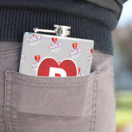 MONOGRAM I LOVE SOCA on GREY Flachmann