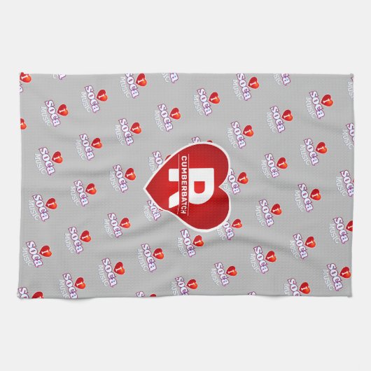 MONOGRAM I LOVE SOCA on GREY Geschirrtuch (Horizontal)