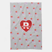 MONOGRAM I LOVE SOCA on GREY Geschirrtuch (Vertikal)