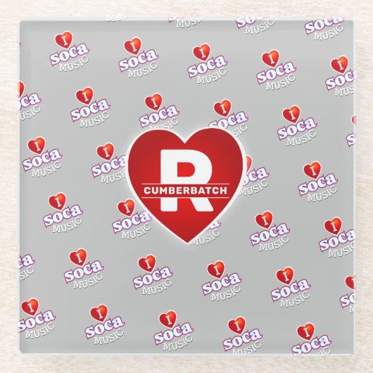MONOGRAM I  LOVE SOCA on GREY Glasuntersetzer (Vorderseite)