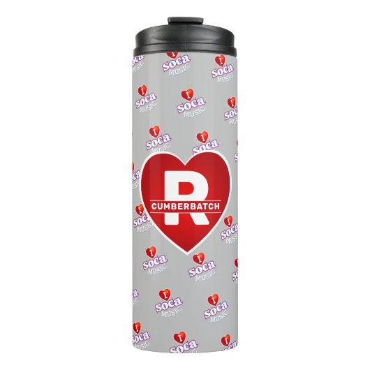 MONOGRAM I  LOVE SOCA on GREY Thermosbecher (Vorderseite)