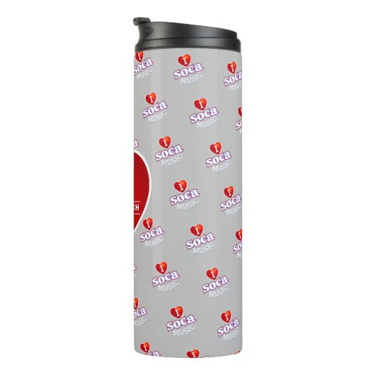 MONOGRAM I  LOVE SOCA on GREY Thermosbecher (Nach rechts gedreht)