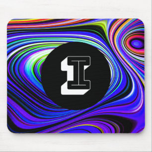 Monogram I Rainbow Wirbel Multicolor Blue Lila Mousepad