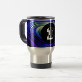 Monogram I Rainbow Wirbel Multicolor Blue Lila Reisebecher (Vorderseite Links)