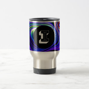 Monogram I Rainbow Wirbel Multicolor Blue Lila Reisebecher