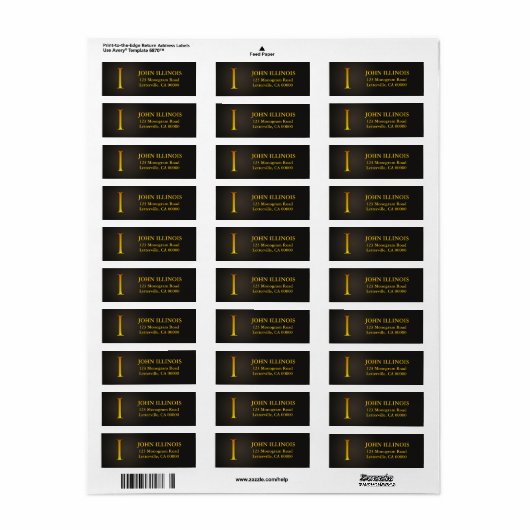 Monogram I-Rücksendeadressen-Aufkleber (Vorne)