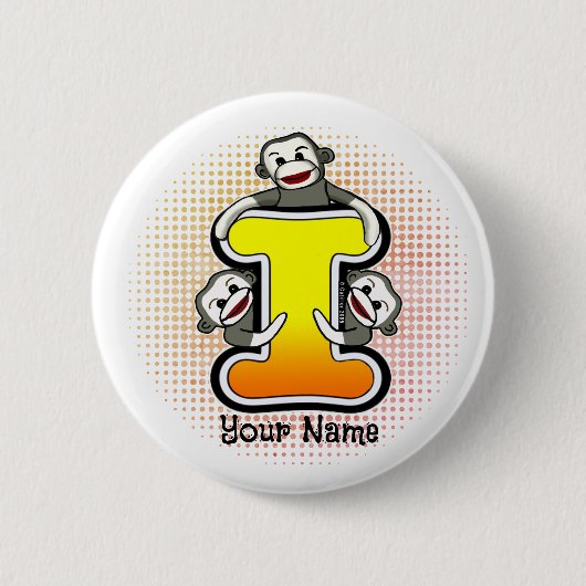 Monogram I Sock Monkey Button (Vorderseite)