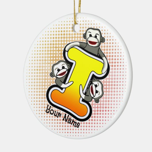 Monogram I Sock Monkey Keramik Ornament (Links)