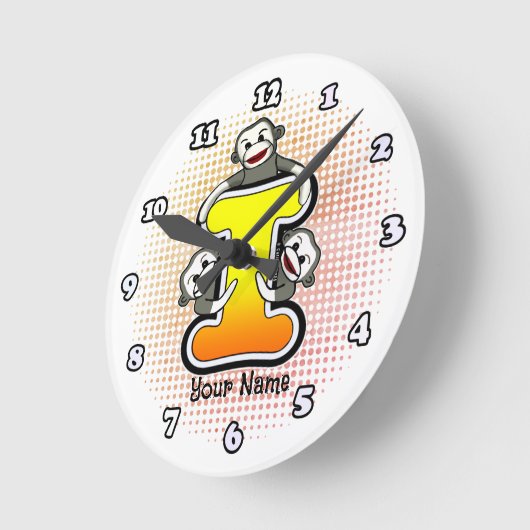 Monogram I Sock Monkey-Uhr Runde Wanduhr (Winkel)