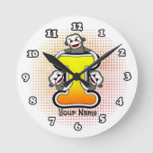 Monogram I Sock Monkey-Uhr Runde Wanduhr (Vorderseite)