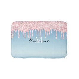 Monogram Ice Blue Metallic Pink Glitzer Drift Badematte