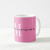 Monogram, ich bin Überlebender, Pink 11oz Classic Kaffeetasse (VorderseiteRechts)