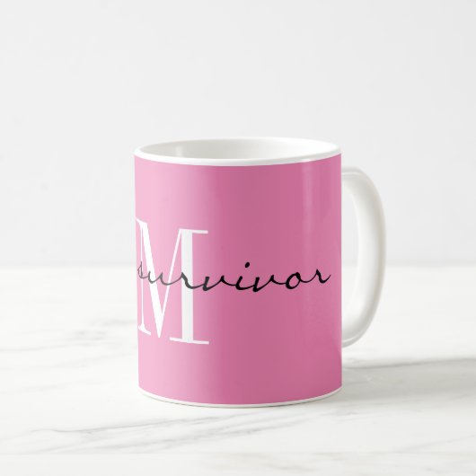 Monogram, ich bin Überlebender, Pink 11oz Classic Kaffeetasse (VorderseiteRechts)