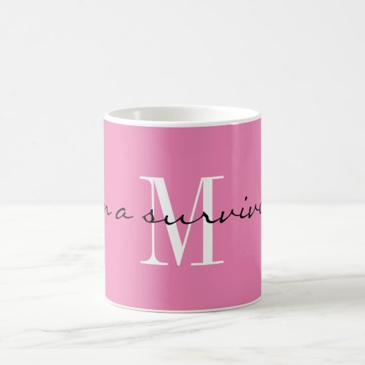 Monogram, ich bin Überlebender, Pink 11oz Classic Kaffeetasse (Mittel)