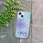 Monogram Icicles Snowflakes Blue Lila Trendy iPhone 15 Hülle