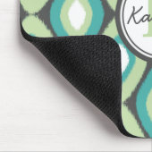 Monogram Ikat Diamonds Muster Aquamarin Minze Mousepad (Ecke)
